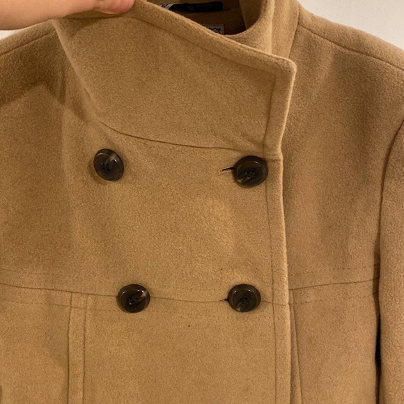 NWT Larry Levine Double-Breasted Babydoll Swing Coat Carmel small - Picture 4 of 15